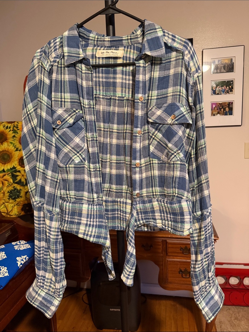 We The Free Navy and White Plaid Lightweight Shirt